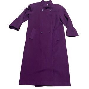 Paul Levy Mohair‎ Wool Blend Coat Plum Purple Longline Vintage Made in USA Warm
